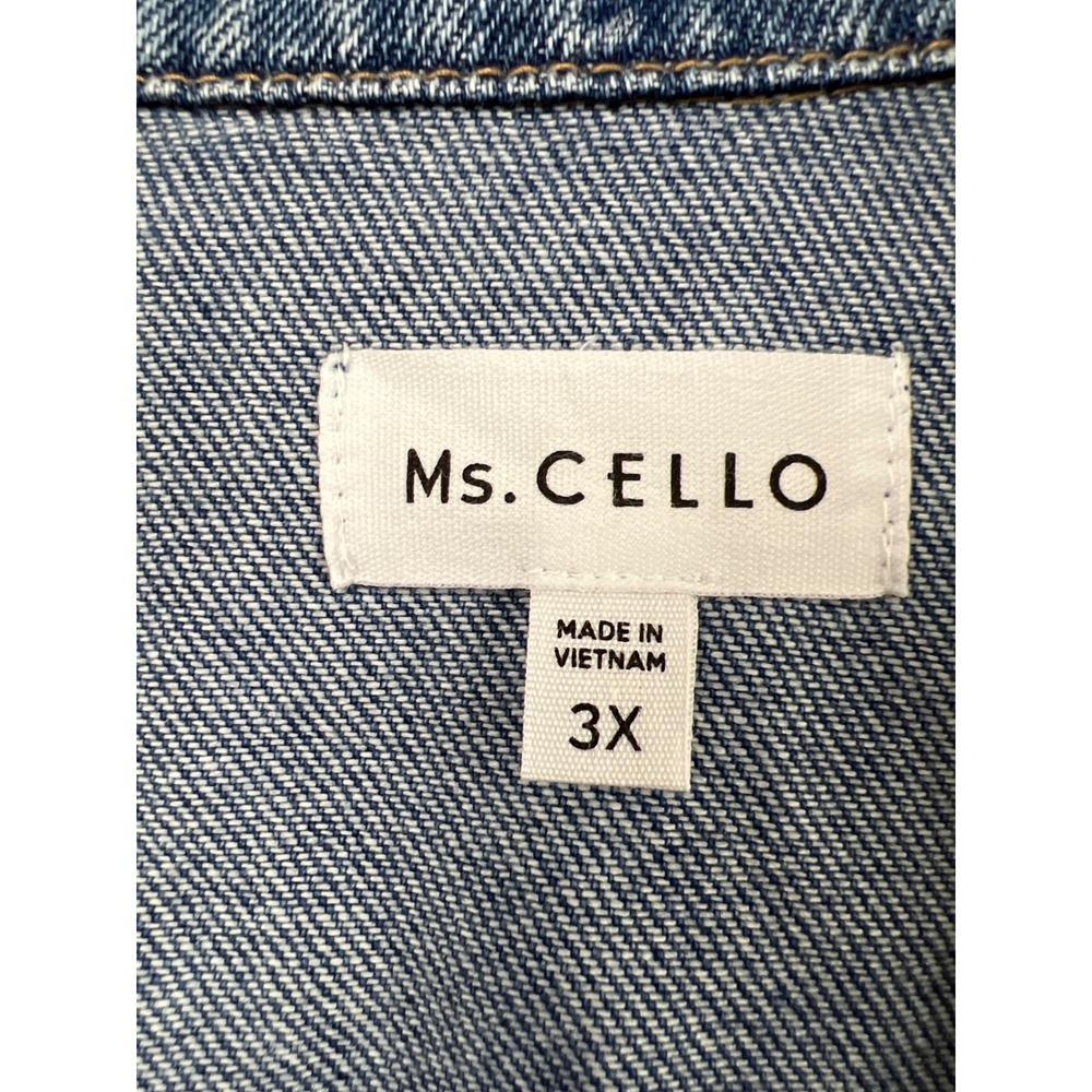 Ms. Cello Denim Jacket Women 3X Blue Distressed Cropped Frayed Hem New Trucker - Picture 2 of 10